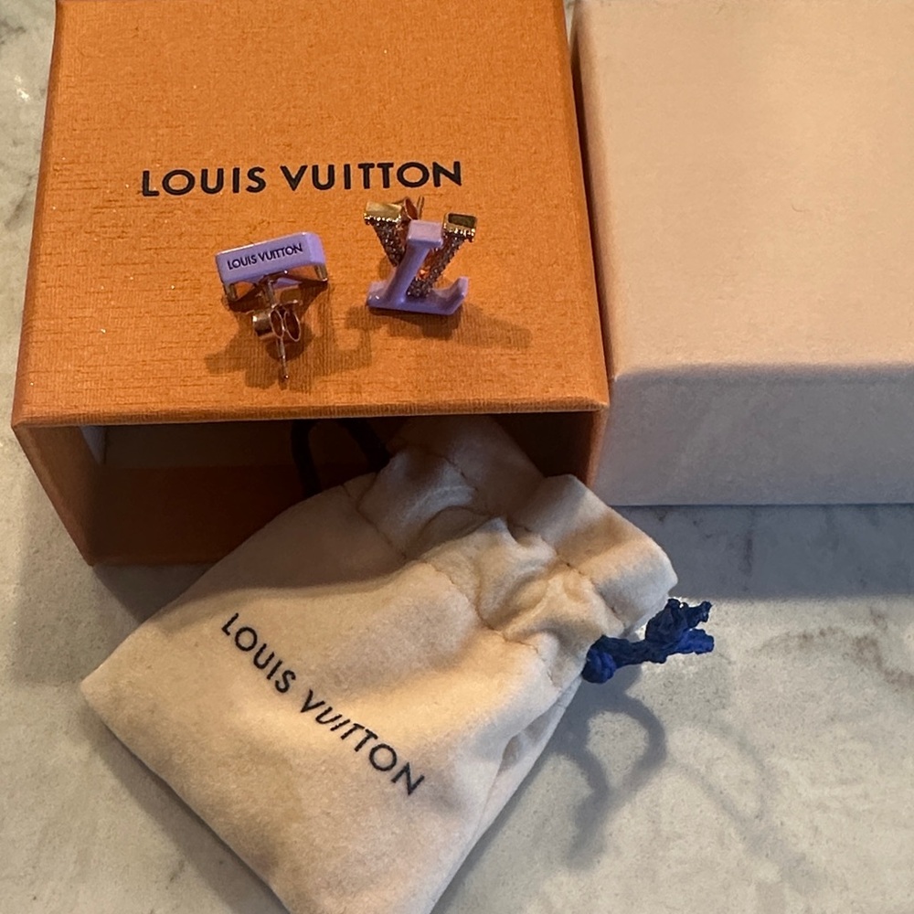 Louis Vuitton Lavender and Gold Earrings